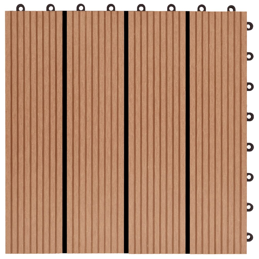 vidaXL 11 pcs Decking Tiles WPC 11.8"x11.8" 1 sqm Teak Color