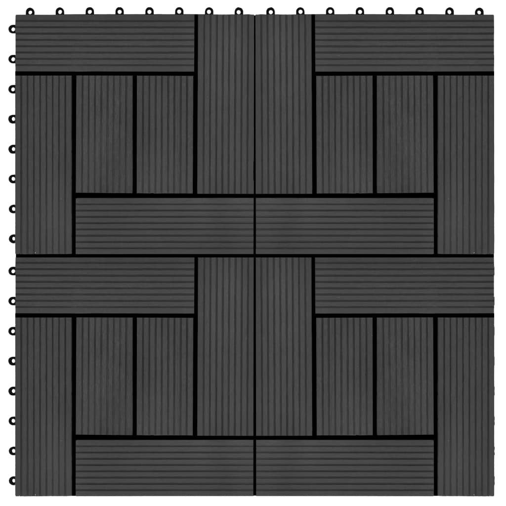 vidaXL 11 pcs Decking Tiles WPC 11.8"x11.8" 1 sqm Black