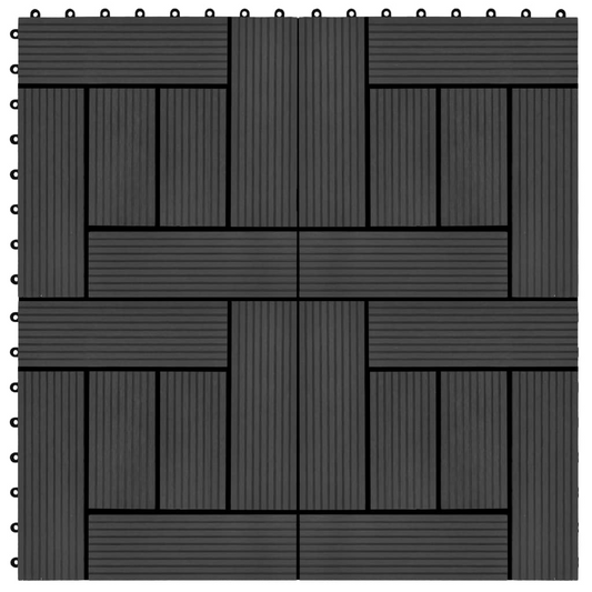 vidaXL 11 pcs Decking Tiles WPC 11.8"x11.8" 1 sqm Black