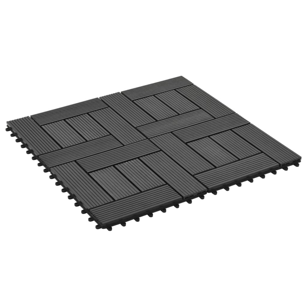 vidaXL 11 pcs Decking Tiles WPC 11.8"x11.8" 1 sqm Black