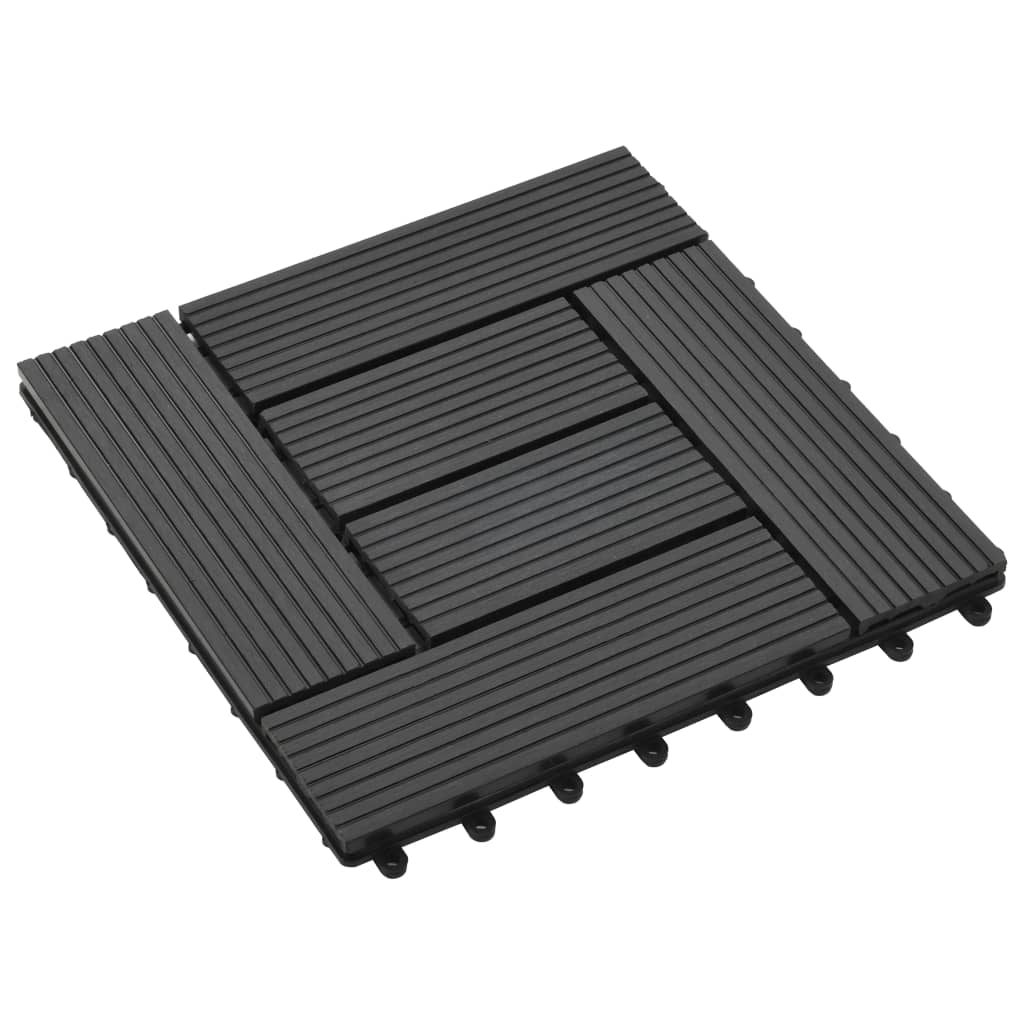 vidaXL 11 pcs Decking Tiles WPC 11.8"x11.8" 1 sqm Black