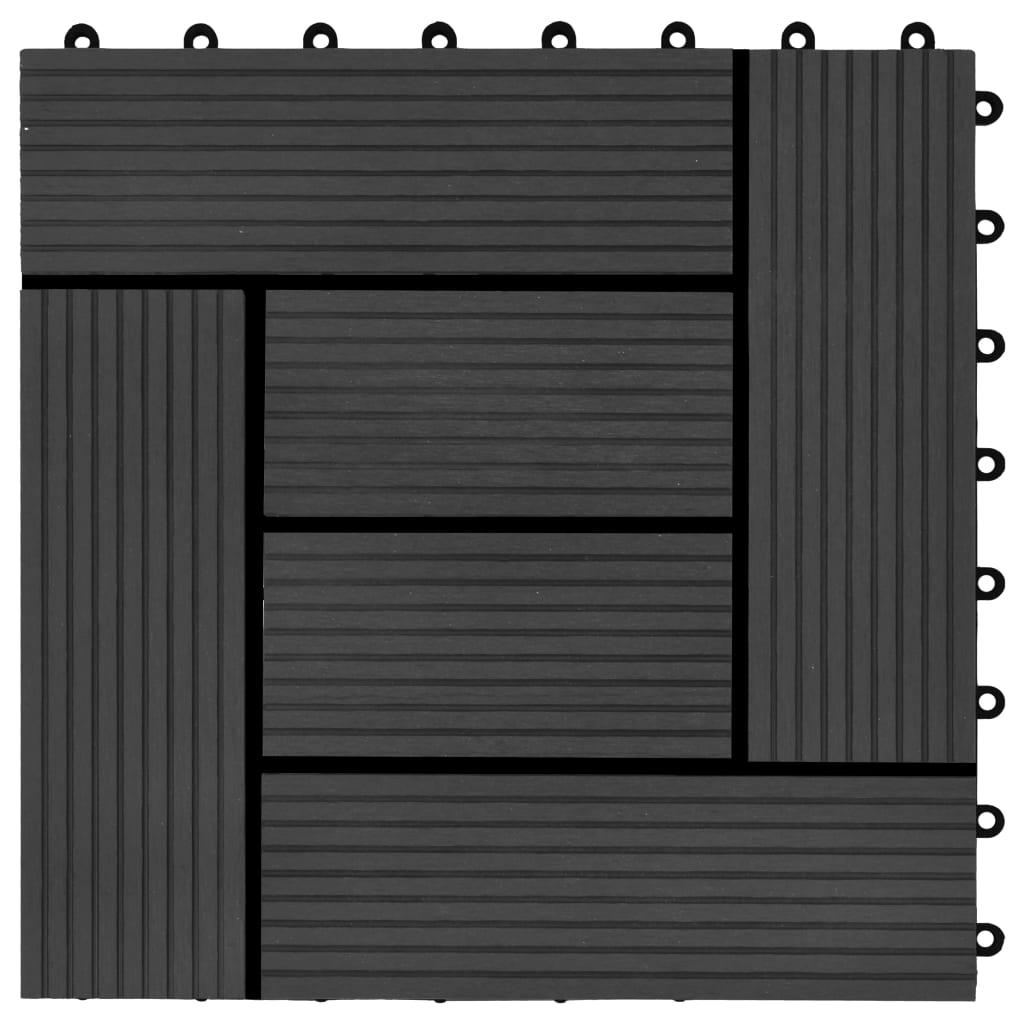 vidaXL 11 pcs Decking Tiles WPC 11.8"x11.8" 1 sqm Black