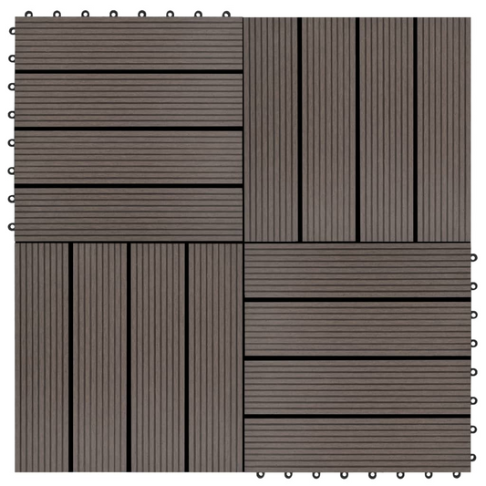 vidaXL 11 pcs Decking Tiles WPC 11.8"x11.8" 1 sqm Dark Brown