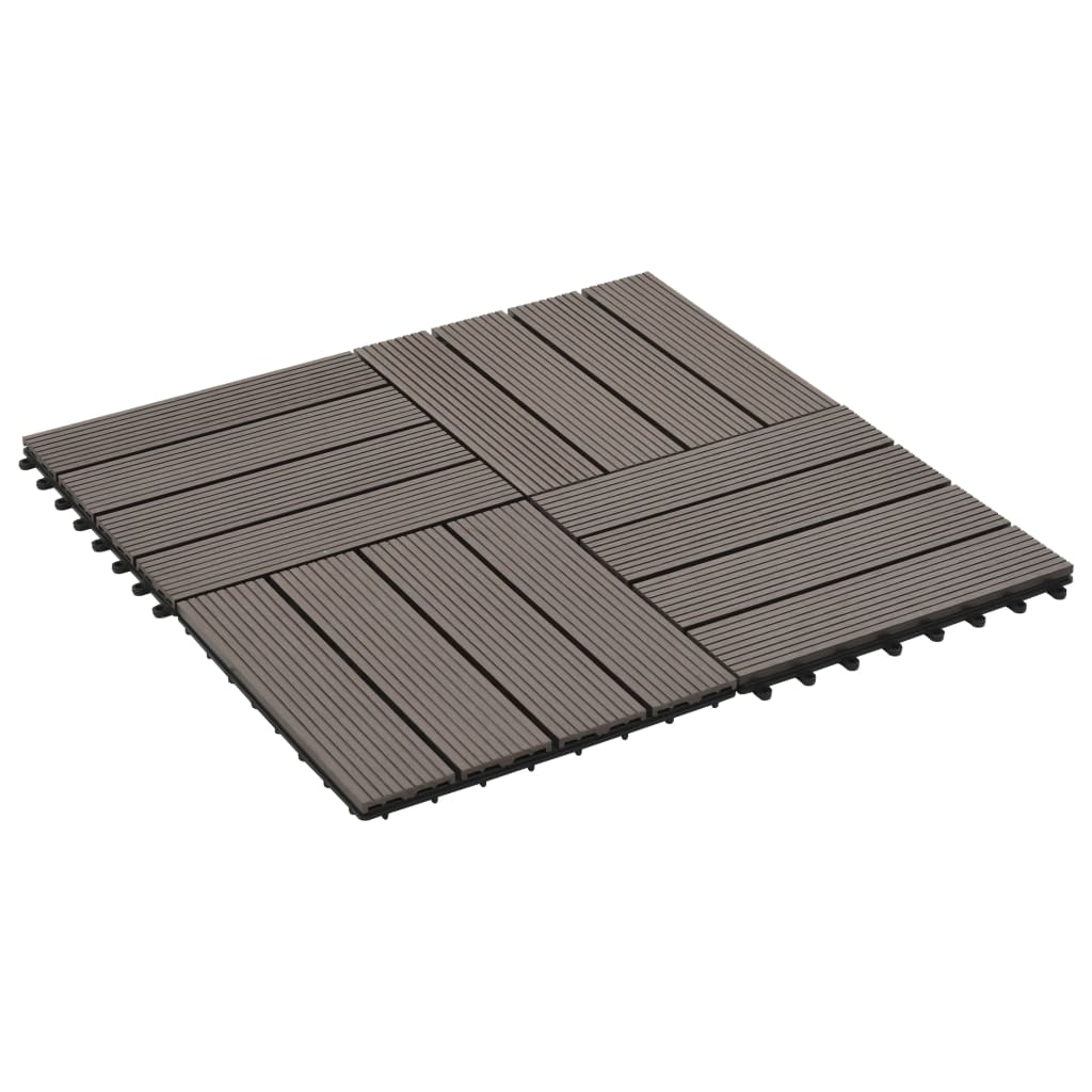 vidaXL 11 pcs Decking Tiles WPC 11.8"x11.8" 1 sqm Dark Brown