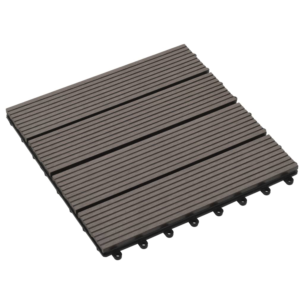 vidaXL 11 pcs Decking Tiles WPC 11.8"x11.8" 1 sqm Dark Brown