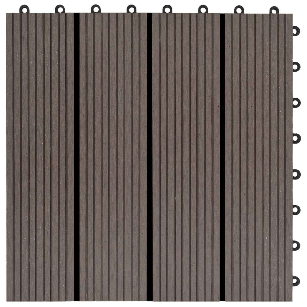 vidaXL 11 pcs Decking Tiles WPC 11.8"x11.8" 1 sqm Dark Brown