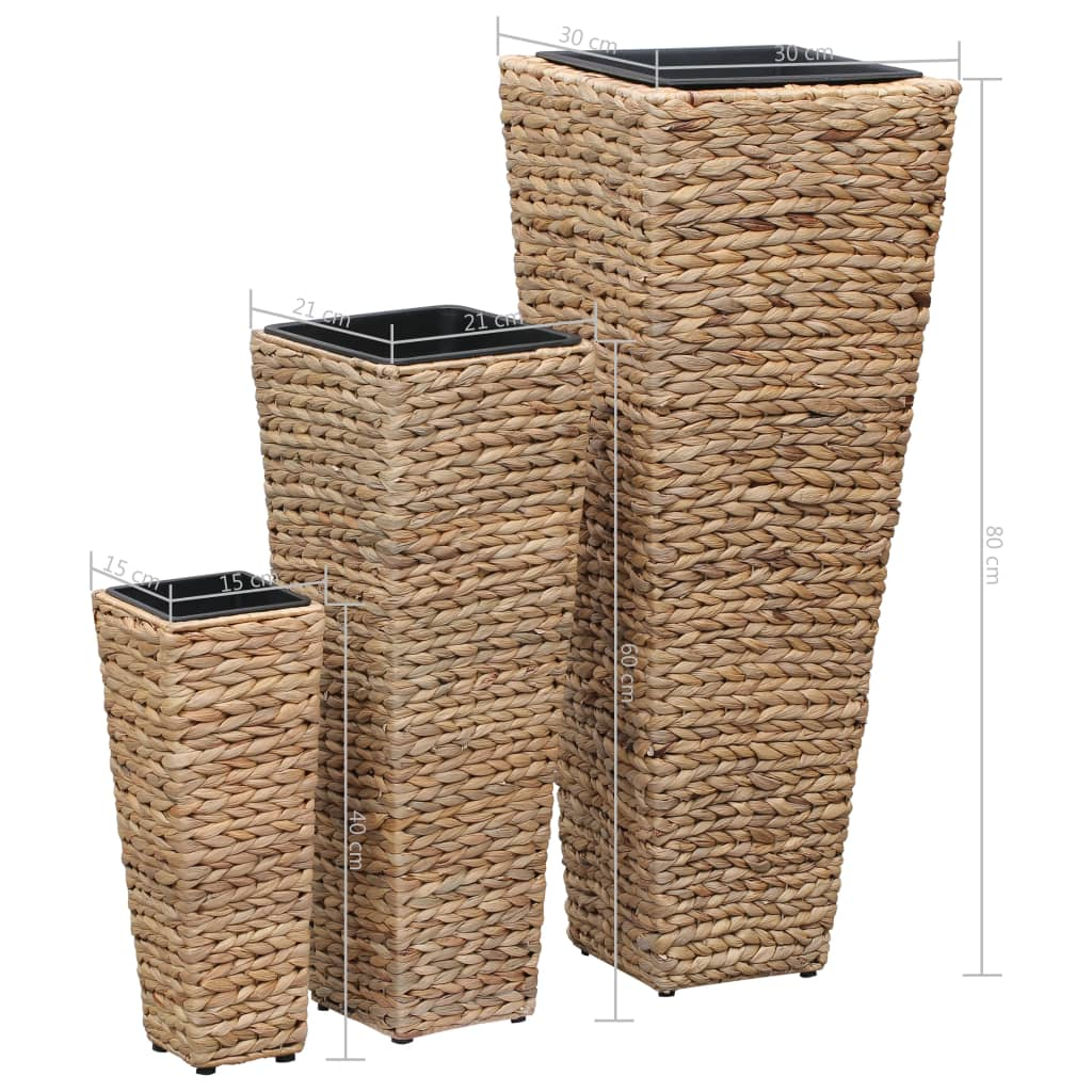 vidaXL Raised Beds 3 pcs Water Hyacinth Brown