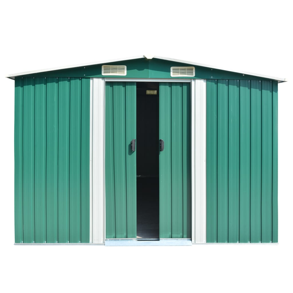 vidaXL Garden Shed 101.2"x154.3"x71.3" Metal Green