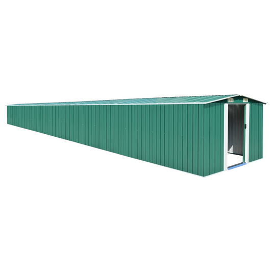 vidaXL Garden Shed Green 101.2"x389.8"x71.3" Galvanized steel