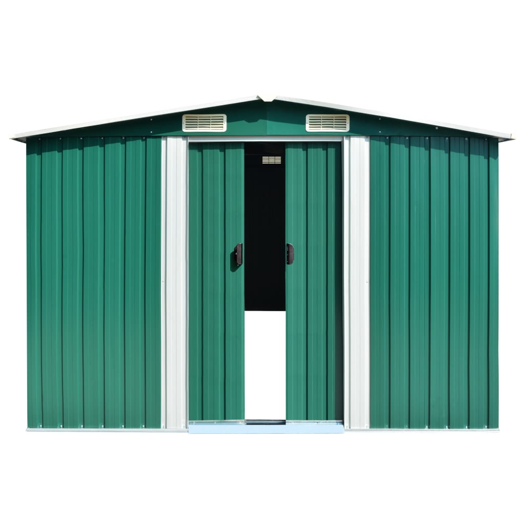 vidaXL Garden Shed Green 101.2"x389.8"x71.3" Galvanized steel