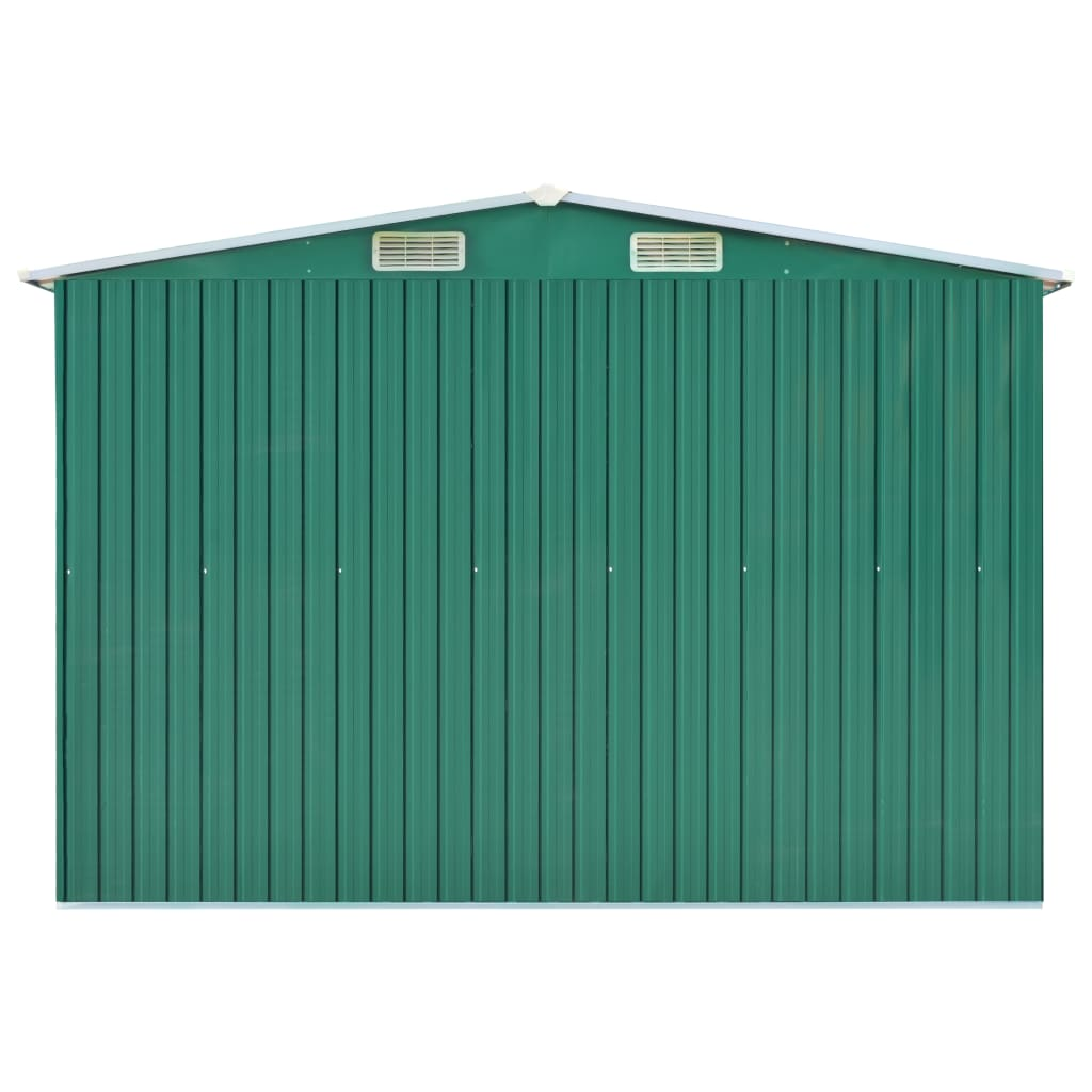 vidaXL Garden Shed Green 101.2"x389.8"x71.3" Galvanized steel