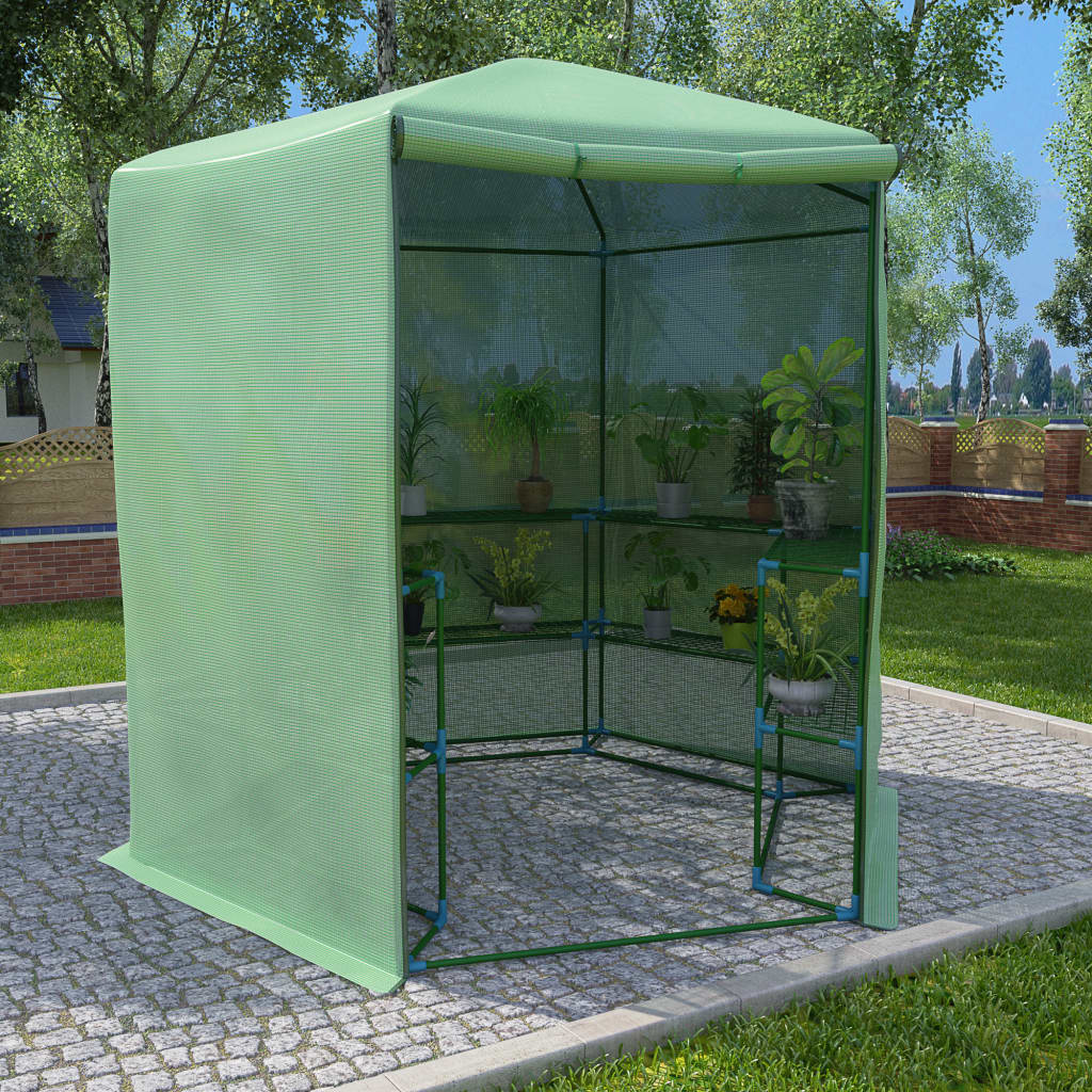 vidaXL Greenhouse with Shelves Steel 89.4"x87.8"