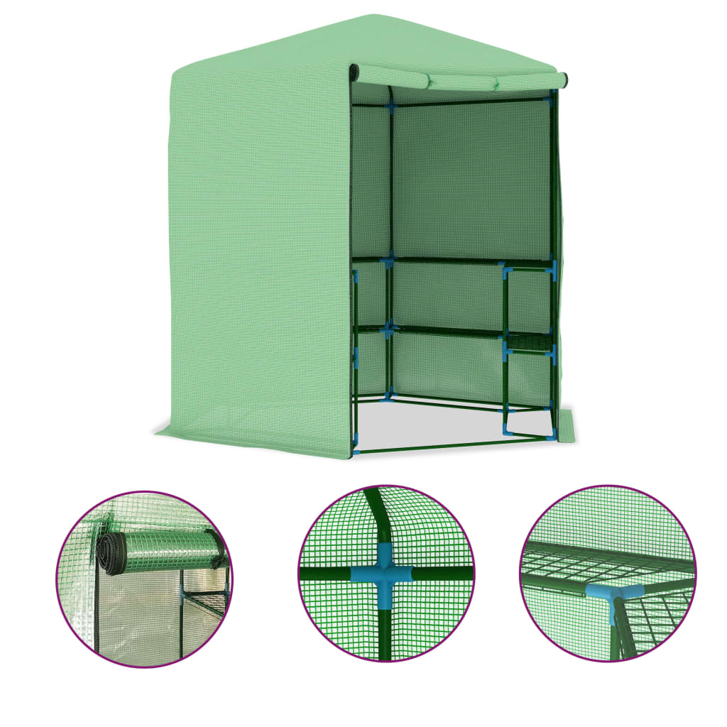 vidaXL Greenhouse with Shelves Steel 89.4"x87.8"