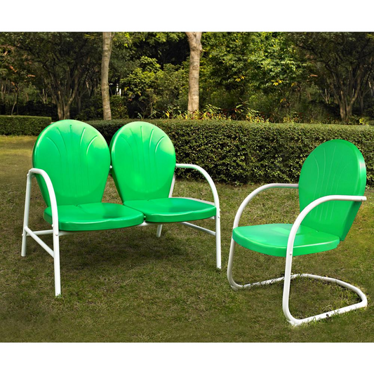 Griffith 2Pc Outdoor Metal Conversation Set Kelly Green Gloss - Loveseat & Chair