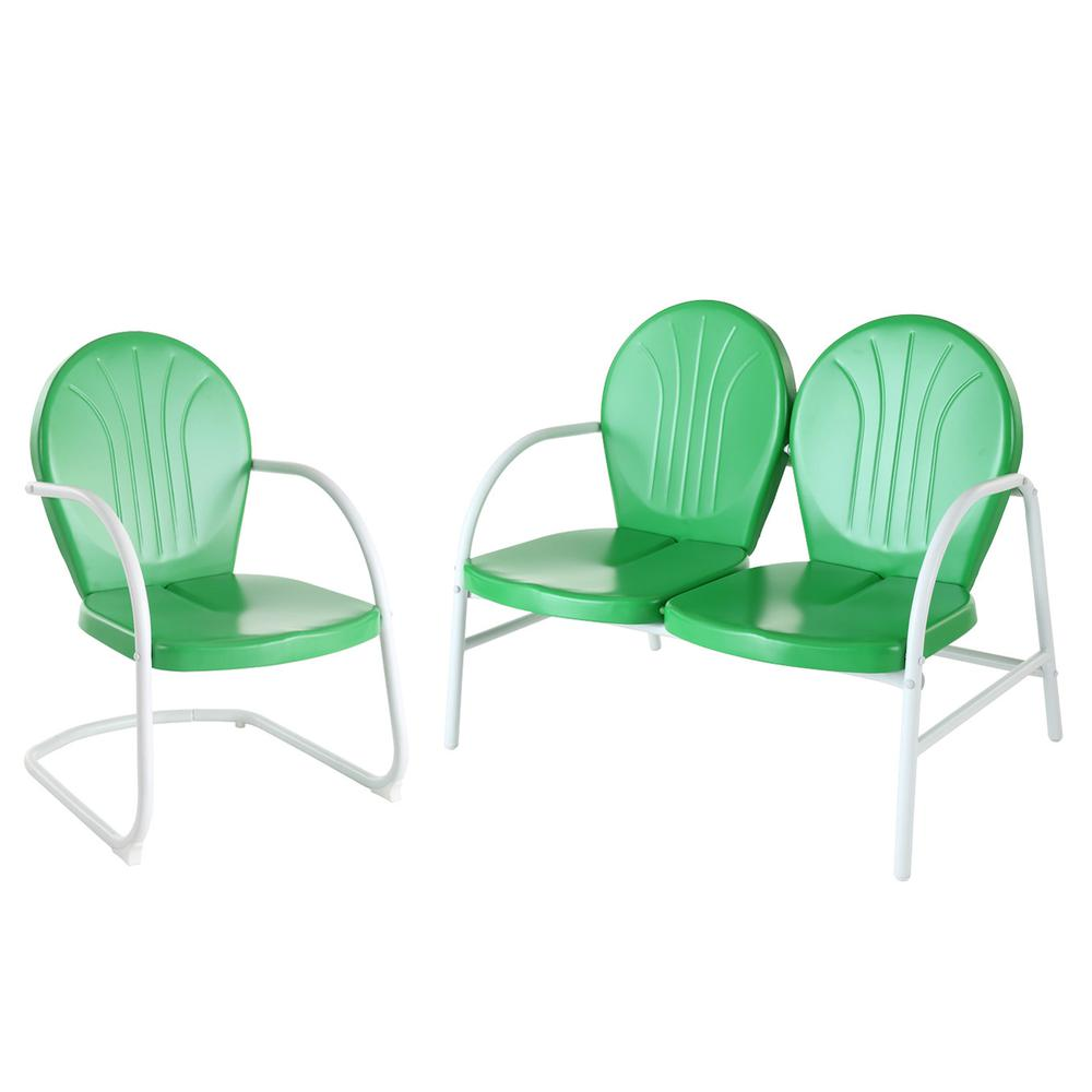 Griffith 2Pc Outdoor Metal Conversation Set Kelly Green Gloss - Loveseat & Chair