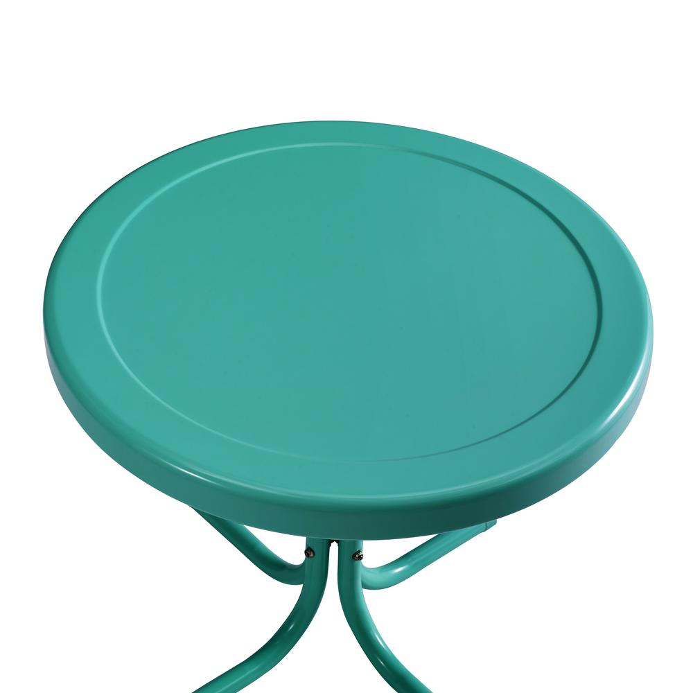 Bates 3Pc Outdoor Metal Armchair Set Turquoise Gloss - Side Table & 2 Armchairs