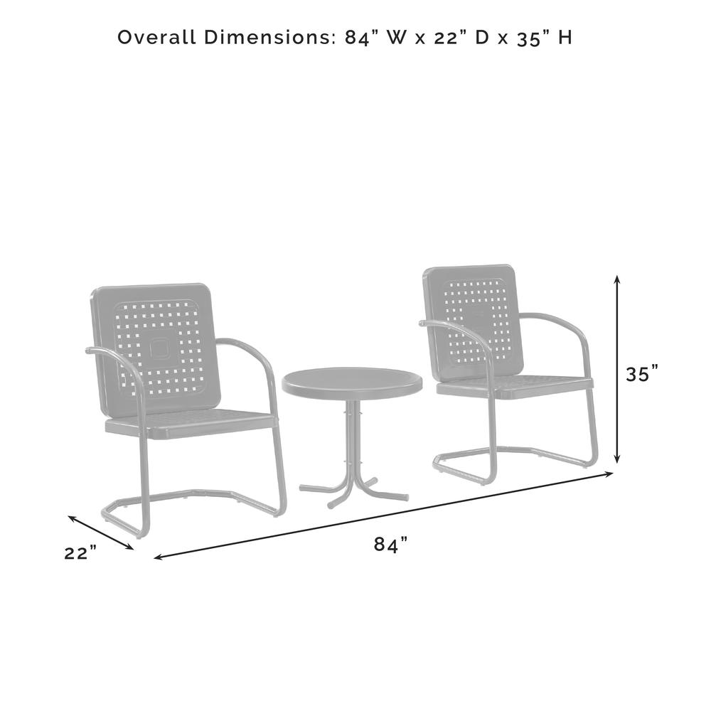 Bates 3Pc Outdoor Metal Armchair Set Turquoise Gloss - Side Table & 2 Armchairs