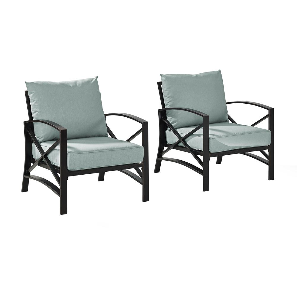 Kaplan 2Pc Outdoor Metal Armchair Set Mist/Oil Rubbed Bronze - 2 Chairs