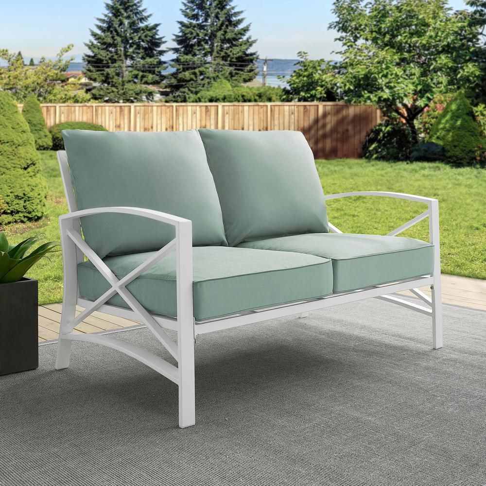 Kaplan Outdoor Metal Loveseat Mist/White