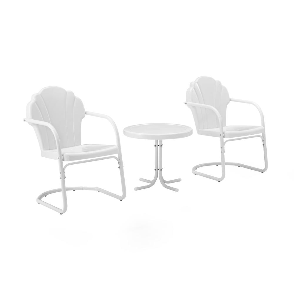 Tulip 3Pc Outdoor Metal Armchair Set White - Side Table & 2 Chairs