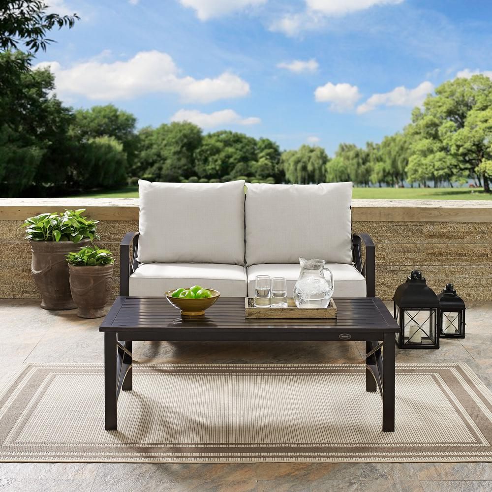 Kaplan 2Pc Outdoor Metal Conversation Set Oatmeal/Oil Rubbed Bronze - Loveseat & Coffee Table