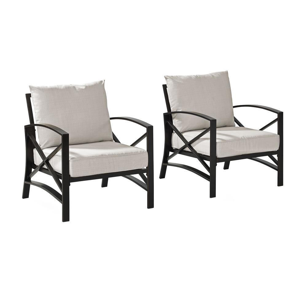 Kaplan 2Pc Outdoor Metal Armchair Set Oatmeal/Oil Rubbed Bronze - 2 Chairs