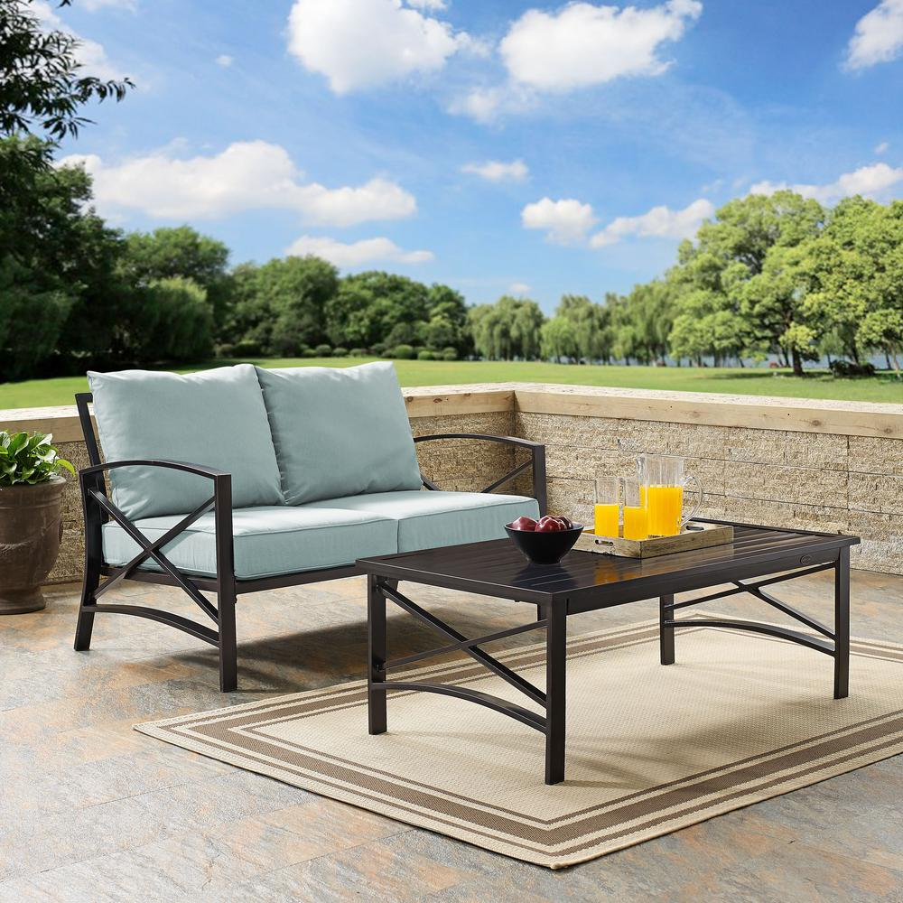 Kaplan 2Pc Outdoor Metal Conversation Set Mist/Oil Rubbed Bronze - Loveseat & Coffee Table