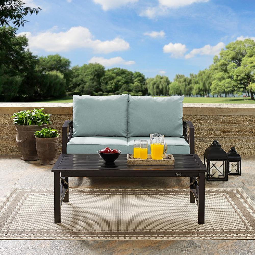 Kaplan 2Pc Outdoor Metal Conversation Set Mist/Oil Rubbed Bronze - Loveseat & Coffee Table