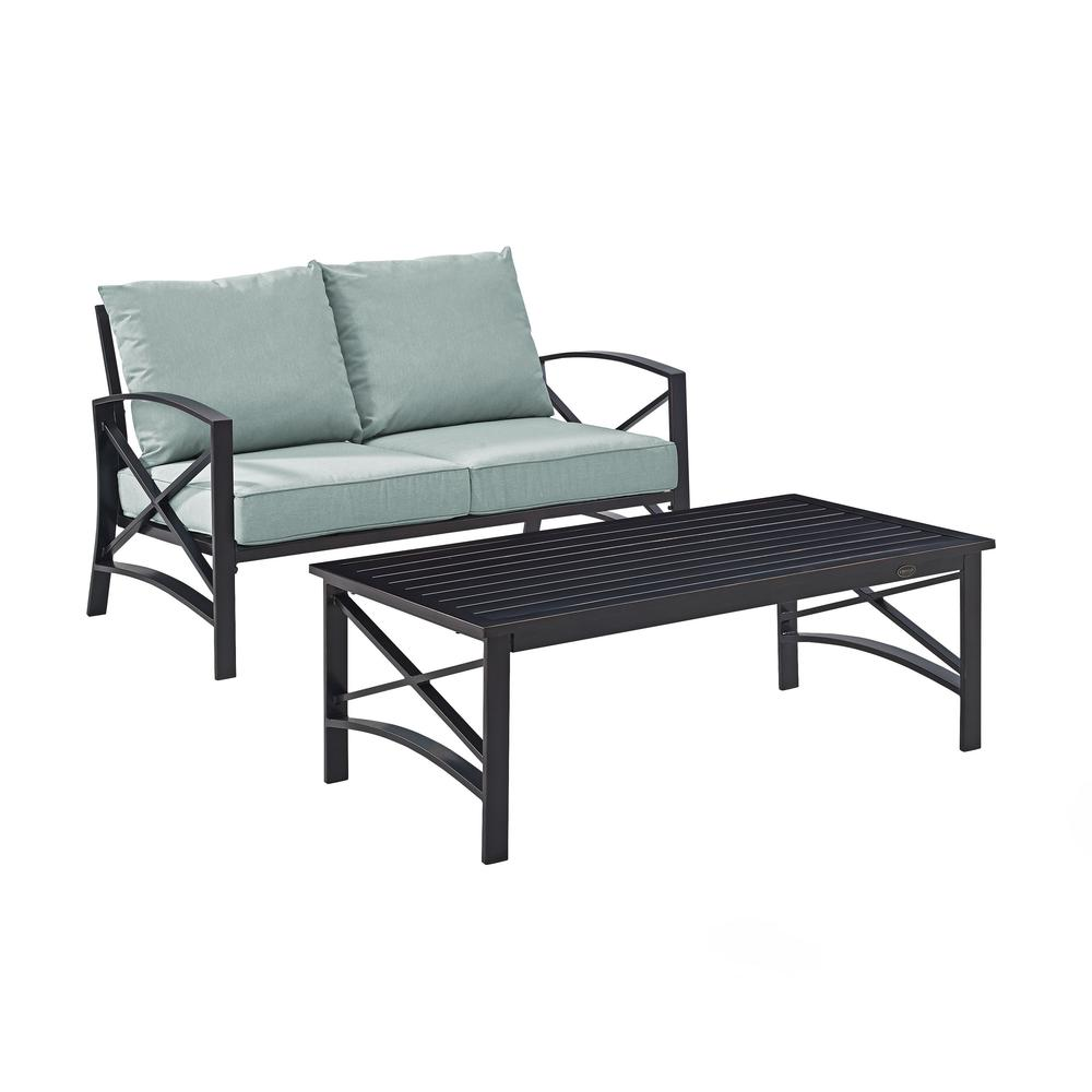 Kaplan 2Pc Outdoor Metal Conversation Set Mist/Oil Rubbed Bronze - Loveseat & Coffee Table