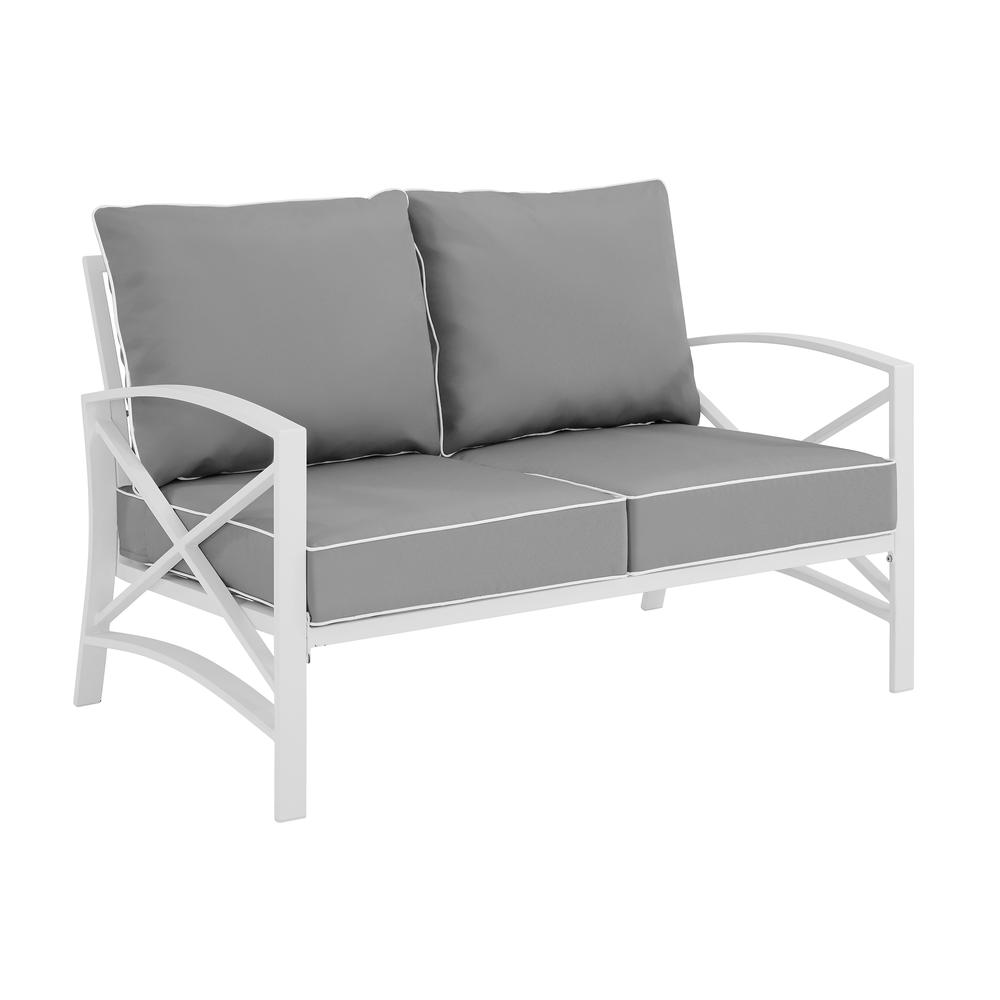 Kaplan Outdoor Metal Loveseat Gray/White