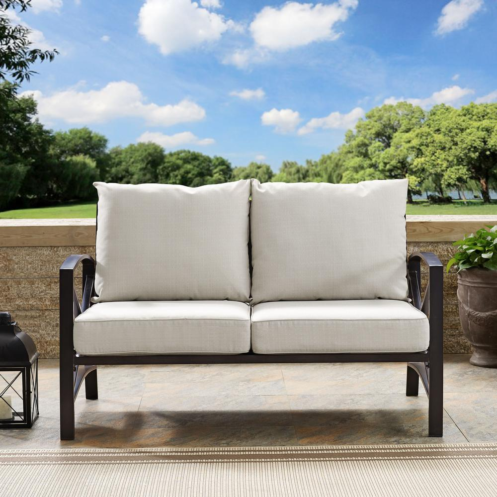 Kaplan Outdoor Metal Loveseat Oatmeal/Oil Rubbed Bronze