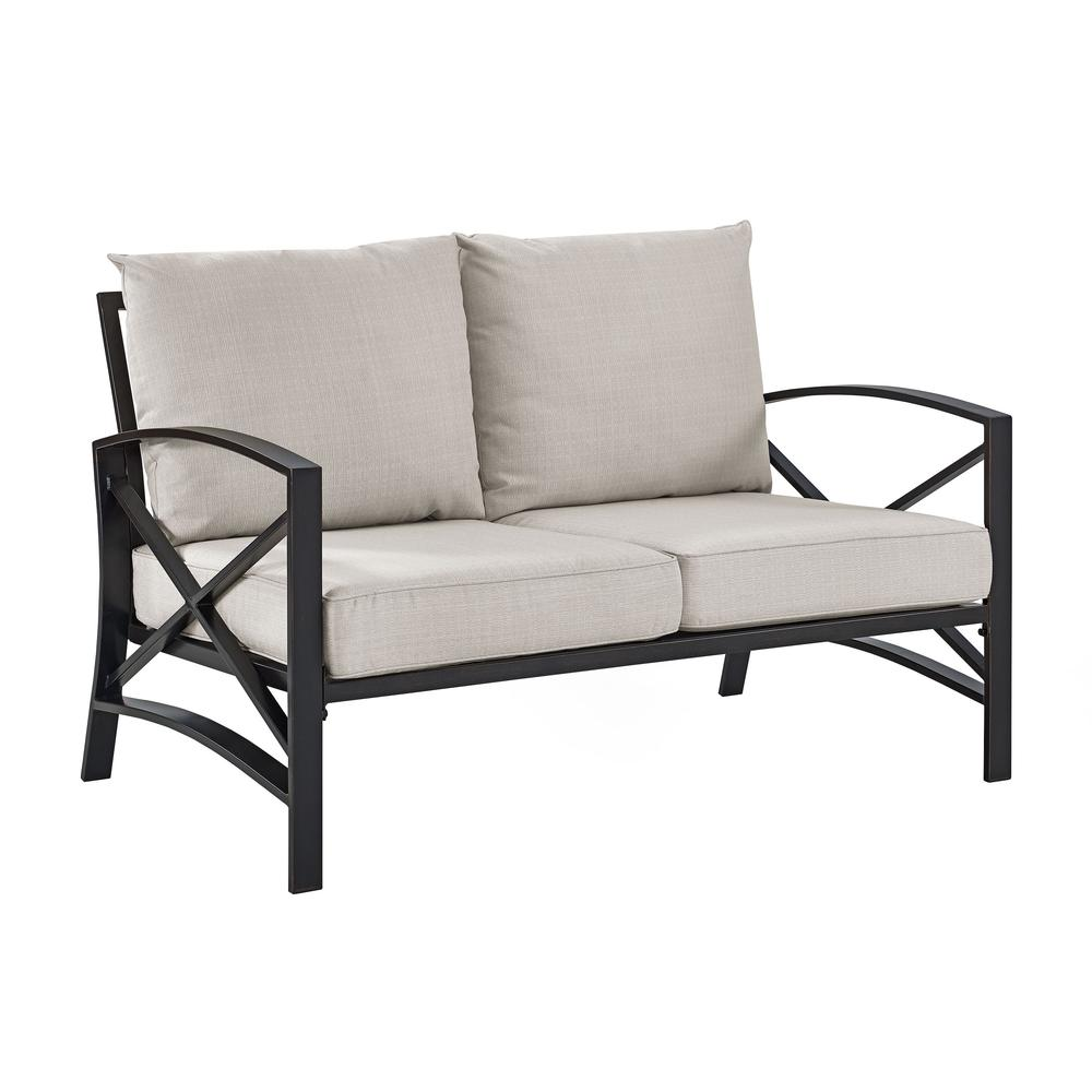 Kaplan Outdoor Metal Loveseat Oatmeal/Oil Rubbed Bronze