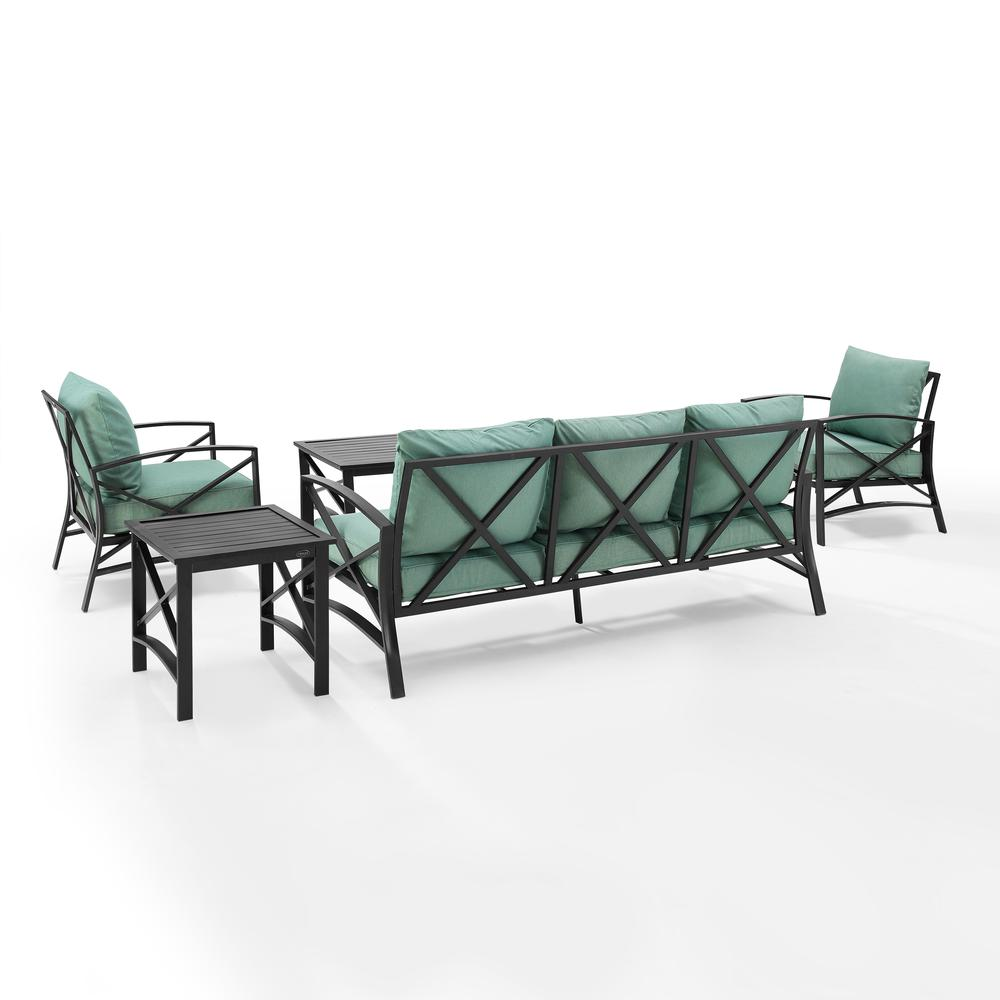 Kaplan 5Pc Outdoor Metal Sofa Set Mist/Oil Rubbed Bronze - Sofa, Coffee Table, Side Table, & 2 Arm Chairs