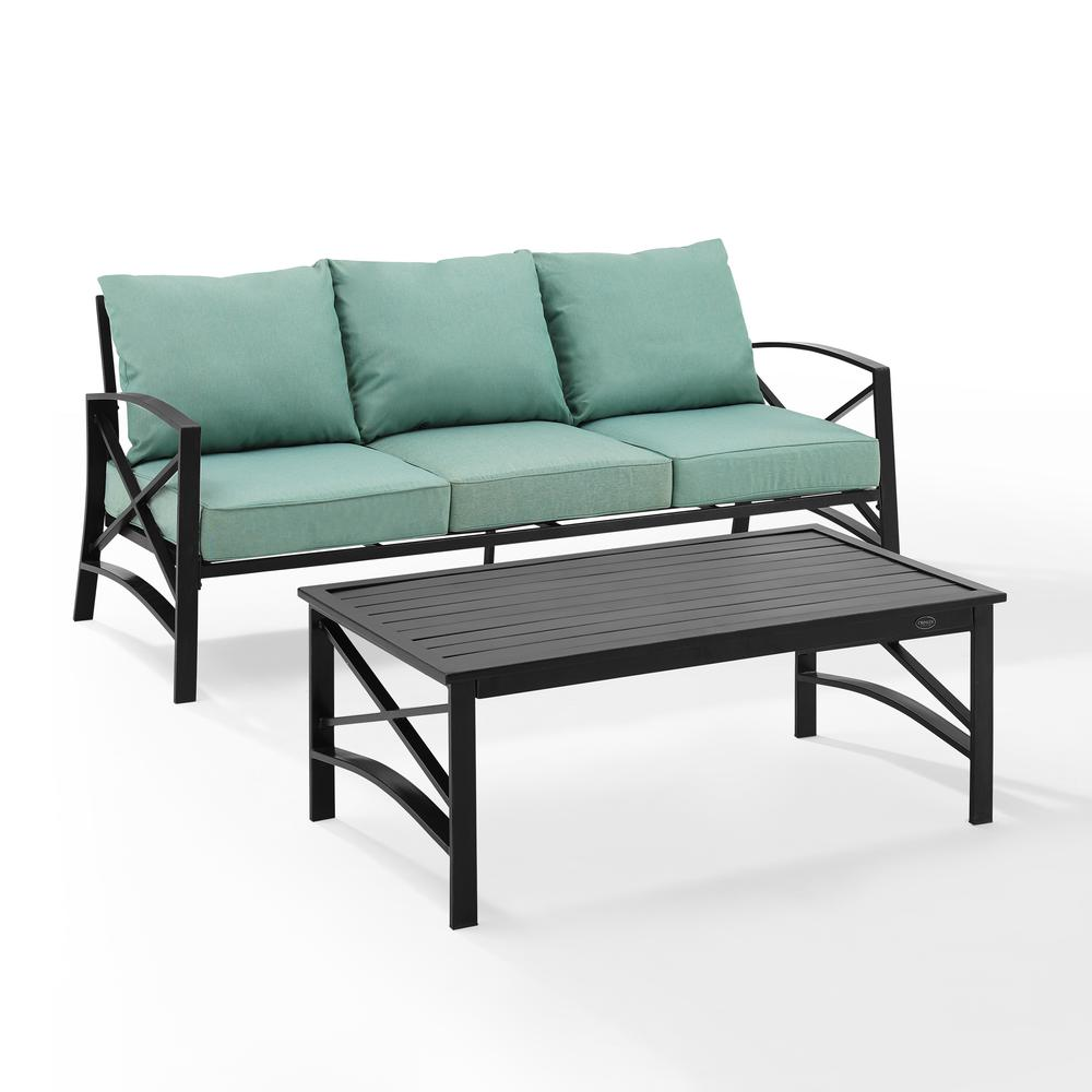 Kaplan 2Pc Outdoor Metal Sofa Set Mist/Oil Rubbed Bronze - Sofa & Coffee Table