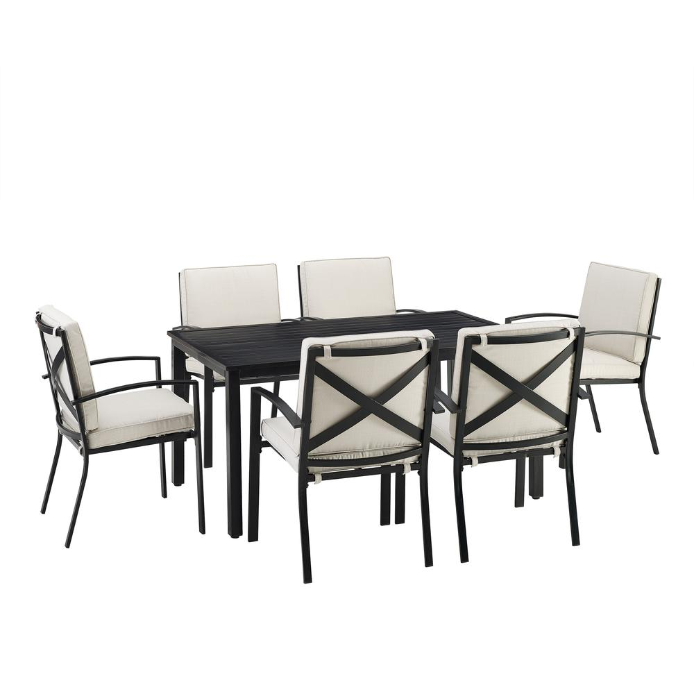 Kaplan 7Pc Outdoor Metal Dining Set Oatmeal/Oil Rubbed Bronze - Table & 6 Chairs