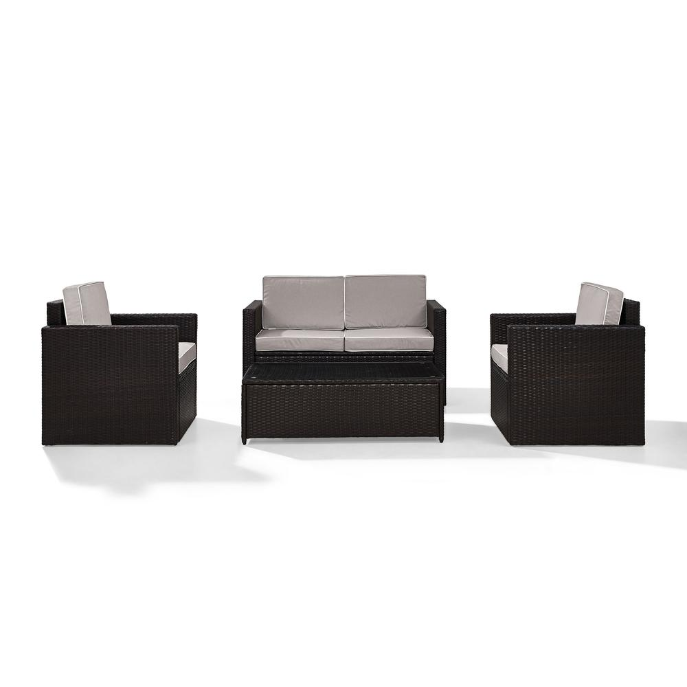 Palm Harbor 4Pc Outdoor Wicker Conversation Set Gray/Brown - Loveseat, Coffee Table, & 2 Chairs