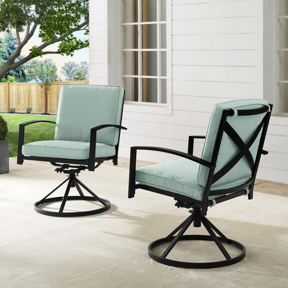 Kaplan 2Pc Outdoor Metal Dining Swivel Chair Set Mist/Oil Rubbed Bronze - 2 Swivel Chairs