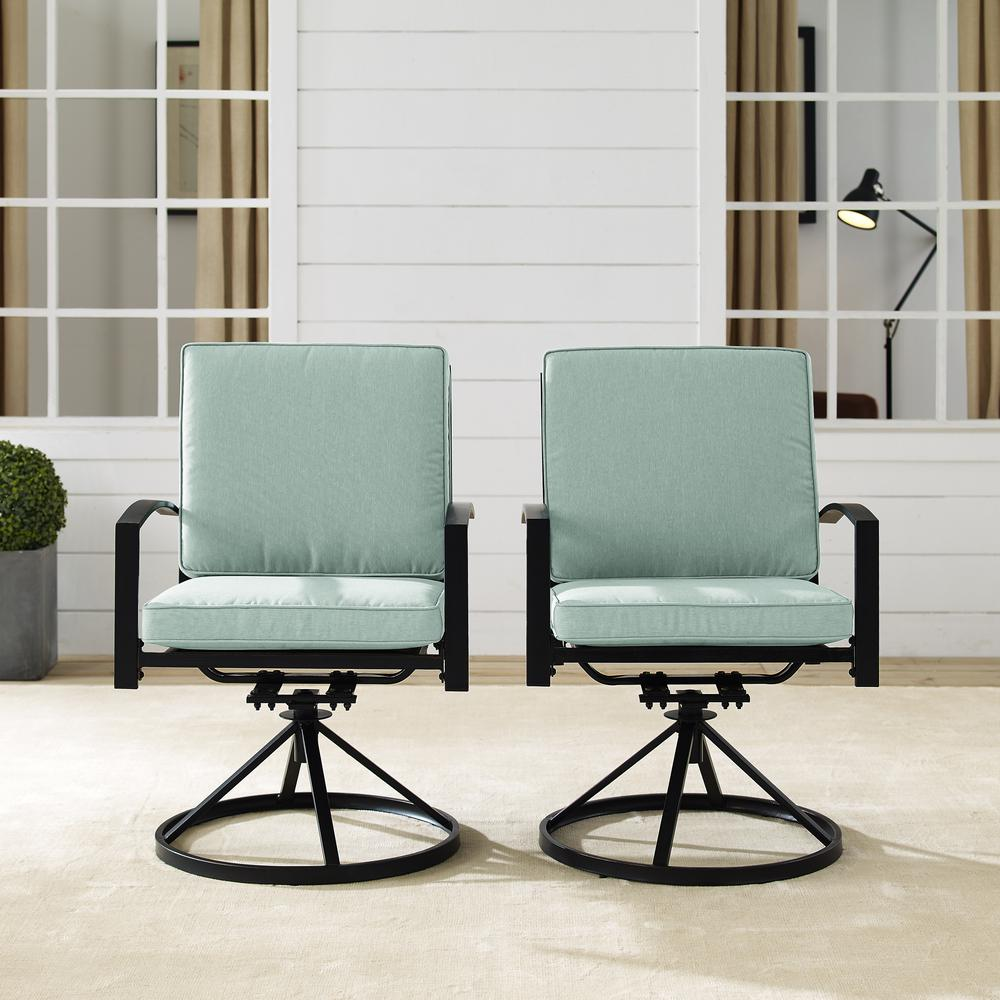 Kaplan 2Pc Outdoor Metal Dining Swivel Chair Set Mist/Oil Rubbed Bronze - 2 Swivel Chairs