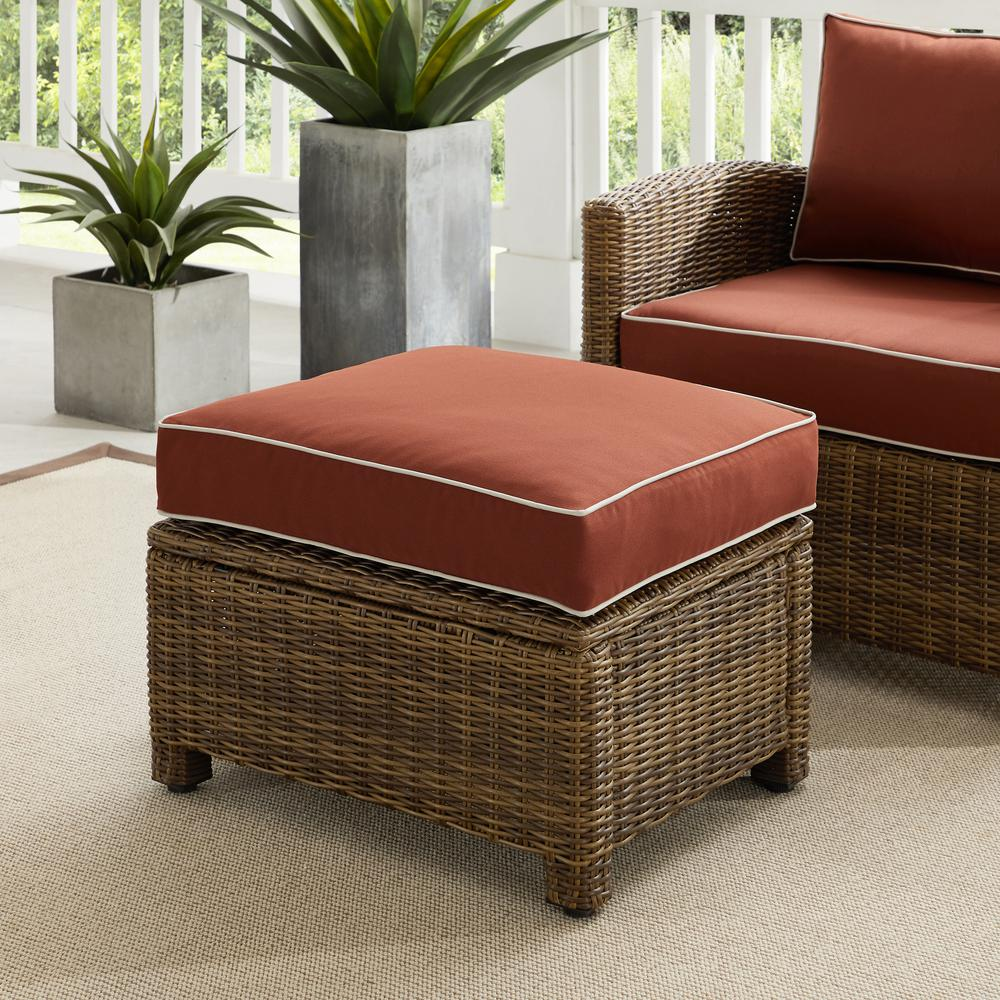 Bradenton Outdoor Wicker Ottoman Sangria/Weathered Brown