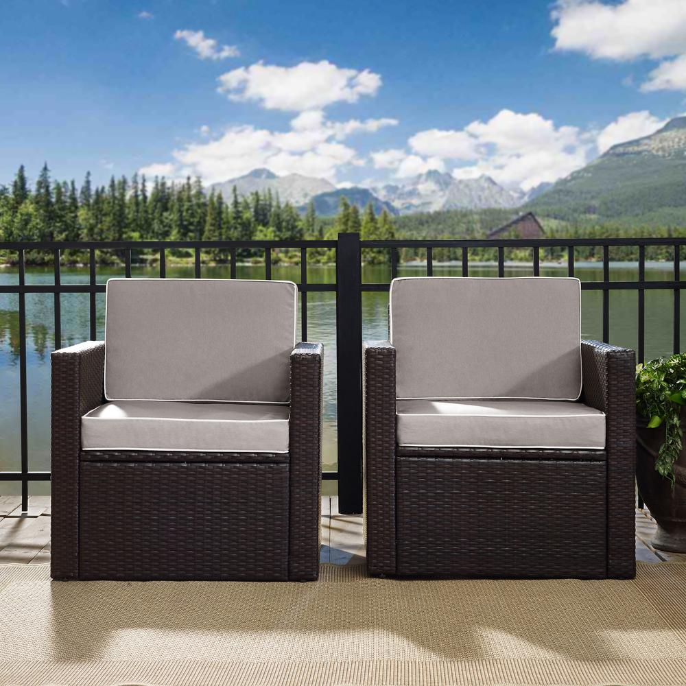 Palm Harbor 2Pc Outdoor Wicker Chair Set Gray/Brown - 2 Chairs