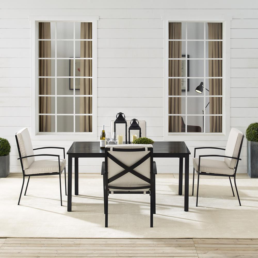 Kaplan 5Pc Outdoor Metal Dining Set Oatmeal/Oil Rubbed Bronze - Table & 4 Chairs