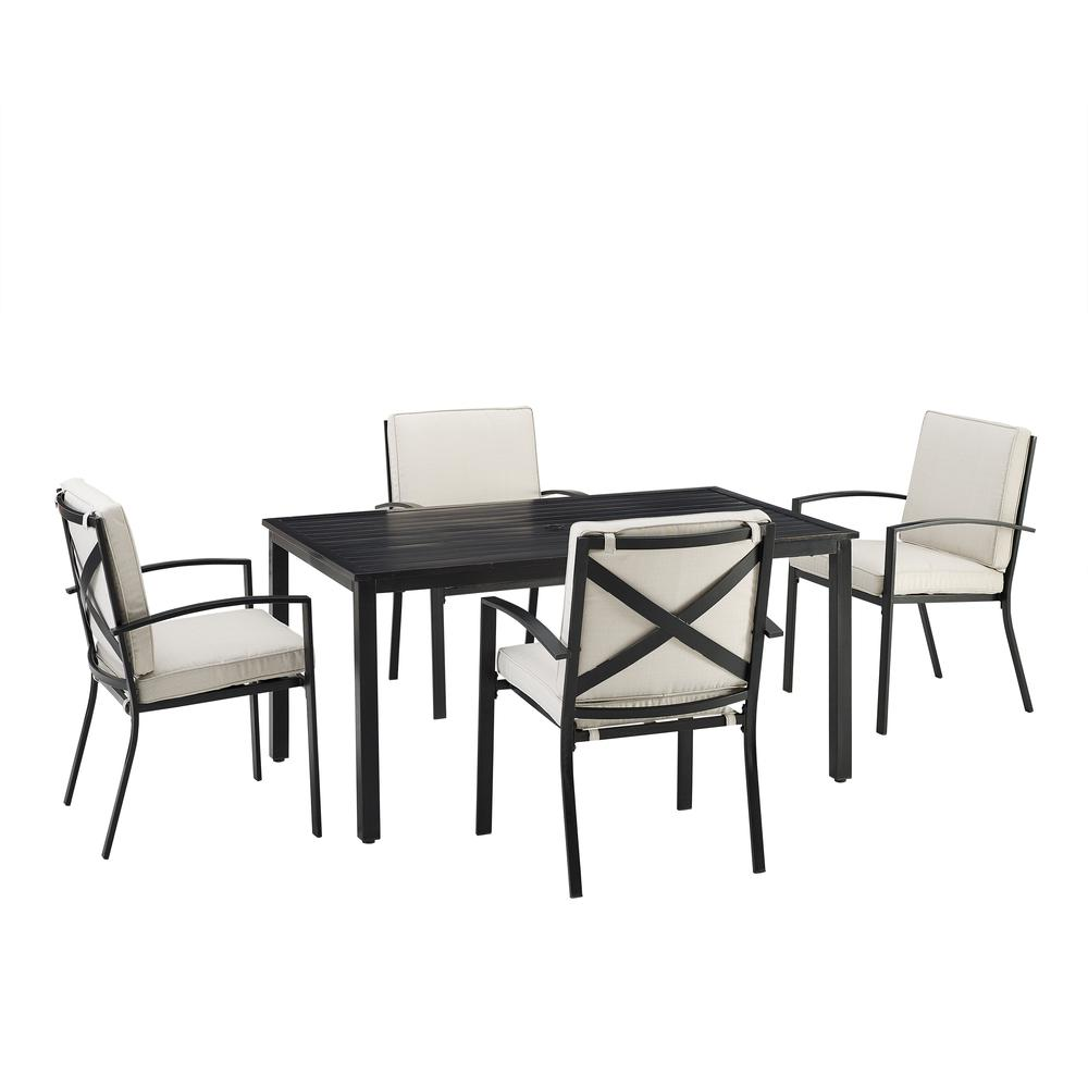 Kaplan 5Pc Outdoor Metal Dining Set Oatmeal/Oil Rubbed Bronze - Table & 4 Chairs