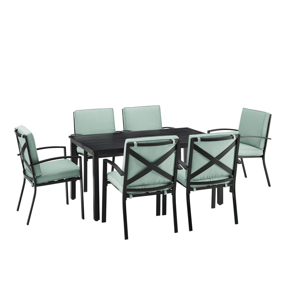 Kaplan 7Pc Outdoor Metal Dining Set Mist/Oil Rubbed Bronze - Table & 6 Chairs