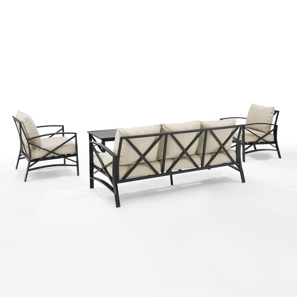 Kaplan 4Pc Outdoor Metal Sofa Set Oatmeal/Oil Rubbed Bronze - Sofa, Coffee Table, & 2 Arm Chairs