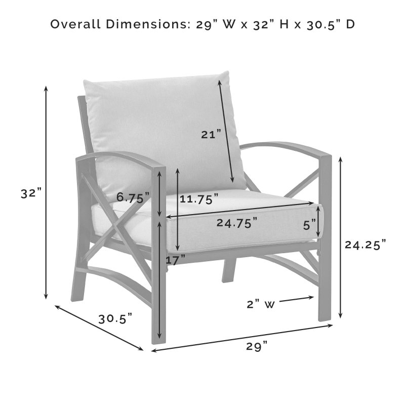 Kaplan 3Pc Outdoor Metal Sofa Set Gray/White - Sofa & 2 Arm Chairs