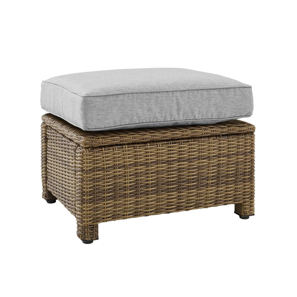 Bradenton Outdoor Wicker Ottoman Gray /Weathered Brown