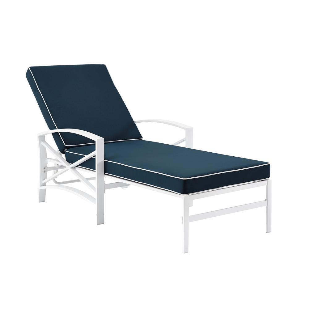 Kaplan Outdoor Metal Chaise Lounge Navy/White