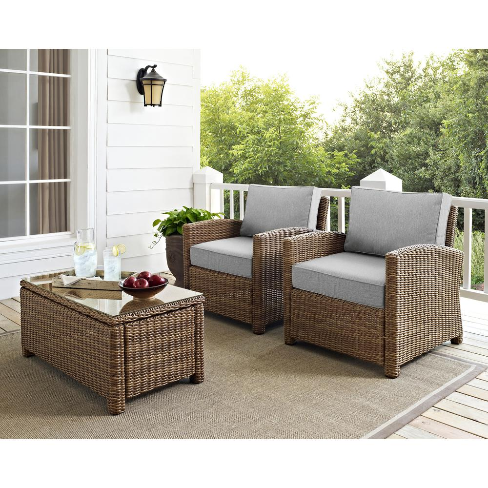 Bradenton 2Pc Outdoor Wicker Armchair Set Gray/Weathered Brown - 2 Armchairs