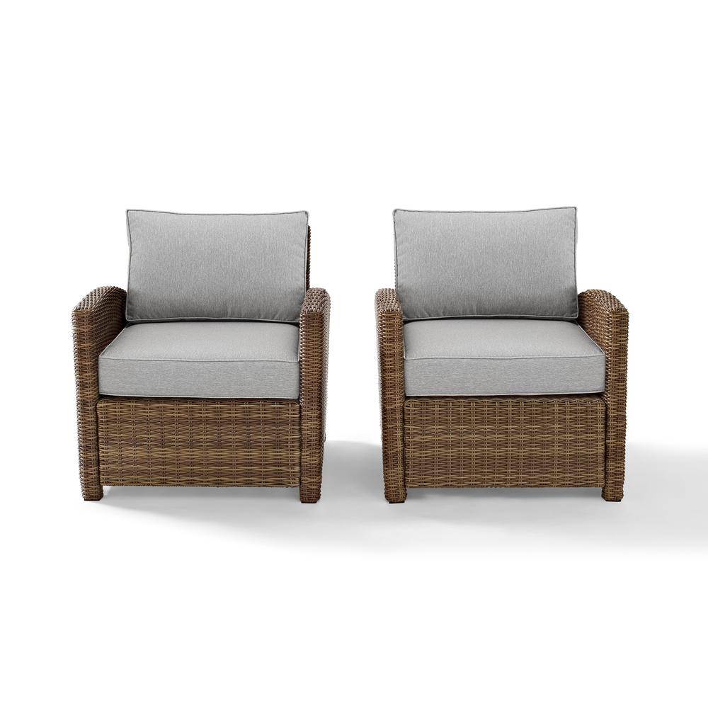 Bradenton 2Pc Outdoor Wicker Armchair Set Gray/Weathered Brown - 2 Armchairs