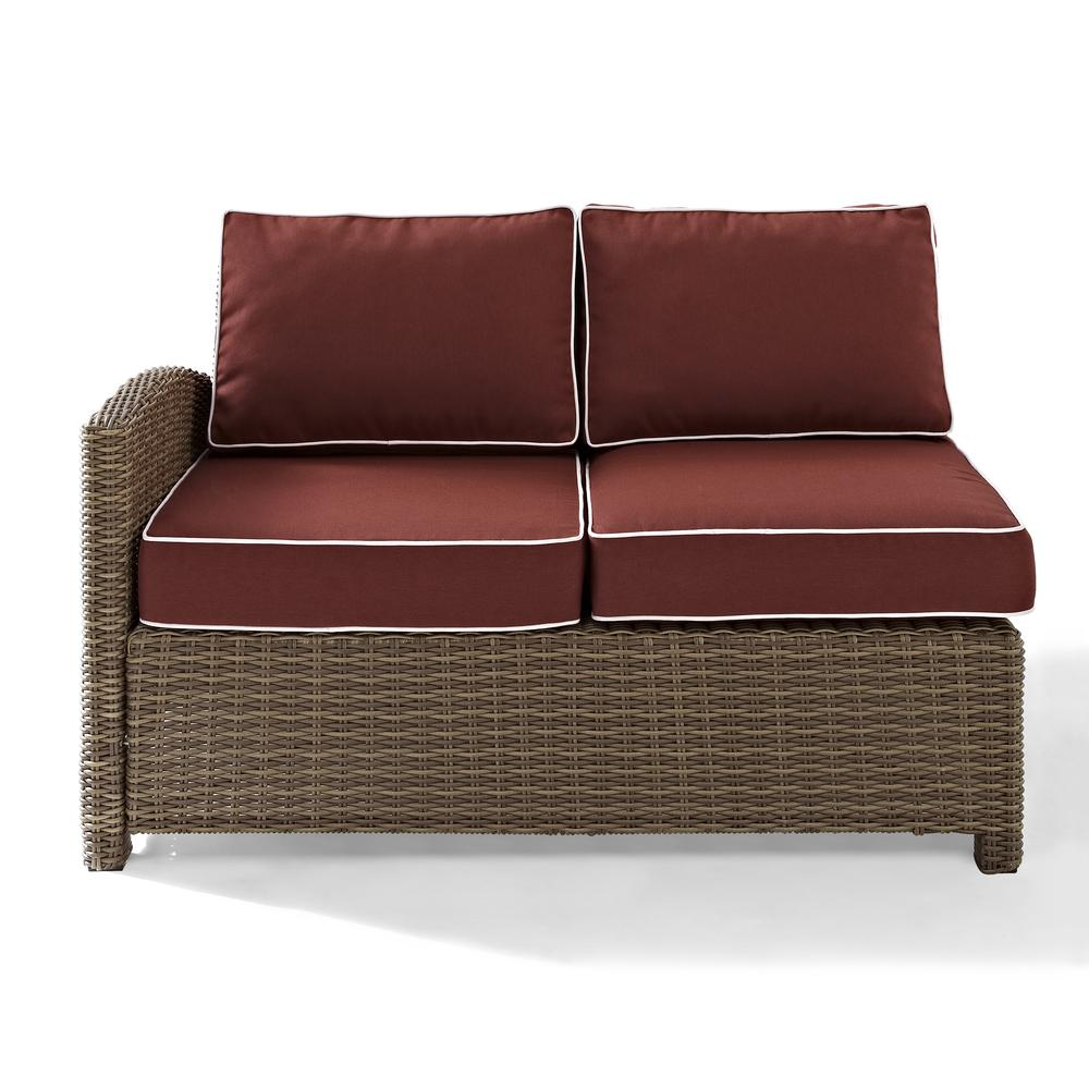 Bradenton Outdoor Wicker Sectional Left Side Loveseat Sangria/Weathered Brown